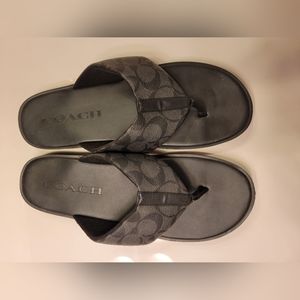 Like New Mens 11D, Coach Black Monogrammed Sandals